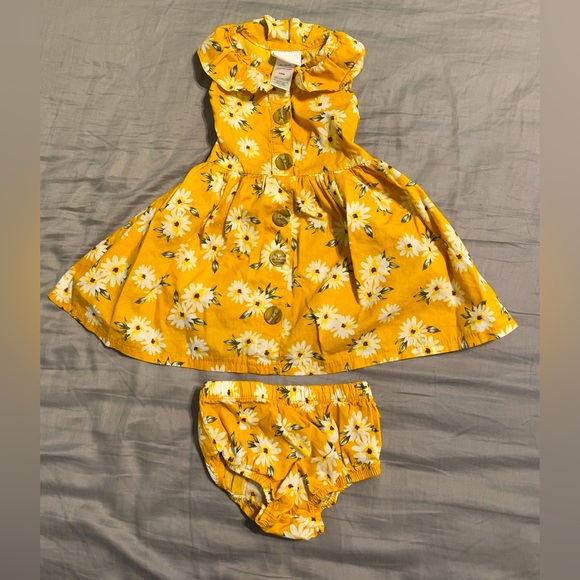 Little Lass Other - LITTLE LASS AUTUMN YELLOW SLEEVELESS DRESS WITH DIAPER COVER/BOTTOMS